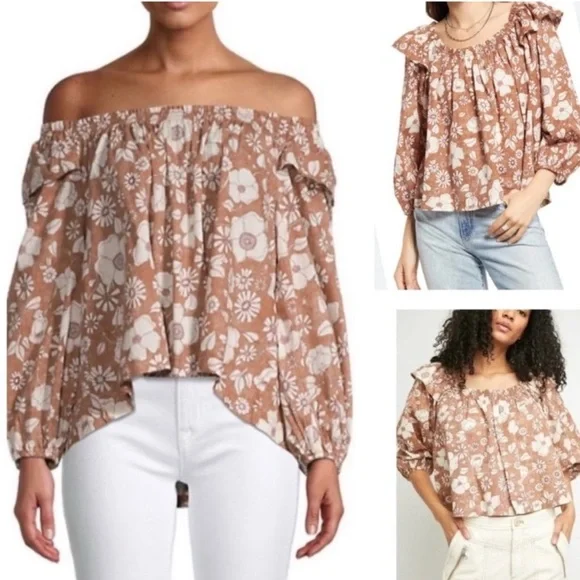 Free People Miss Daisy Ruffled Long Sleeve Boho Top Spring Summer - Picture 1 of 10